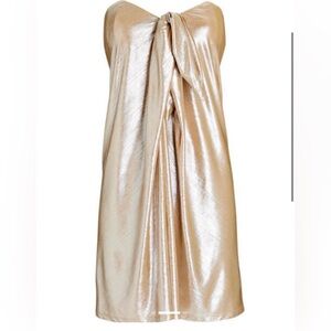 Caroline Constas Metallic Strapless Dress